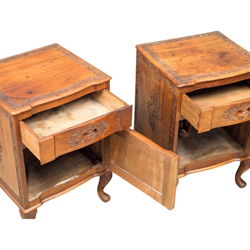 202 - A pair of vintage olive wood bedsides. 42x39x63.5cm (2)