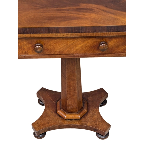 220 - A William IV inlaid mahogany pedestal side table with drawer. Circa 1830-1837. 58x44x73cm. 8