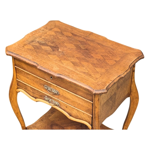 224 - A Late 19th Century fruitwood work box. 54x38x71.5cm (2)