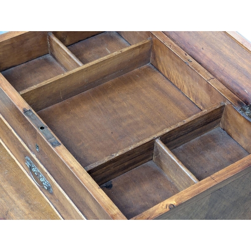 224 - A Late 19th Century fruitwood work box. 54x38x71.5cm (2)