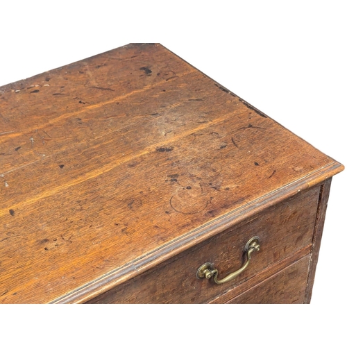 279 - A Late 18th Century George III oak chest of drawers with original handles on bracket feet. Circa 178... 