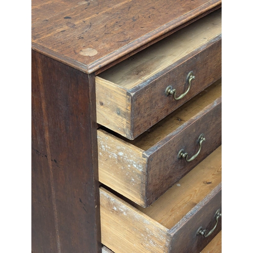 279 - A Late 18th Century George III oak chest of drawers with original handles on bracket feet. Circa 178... 