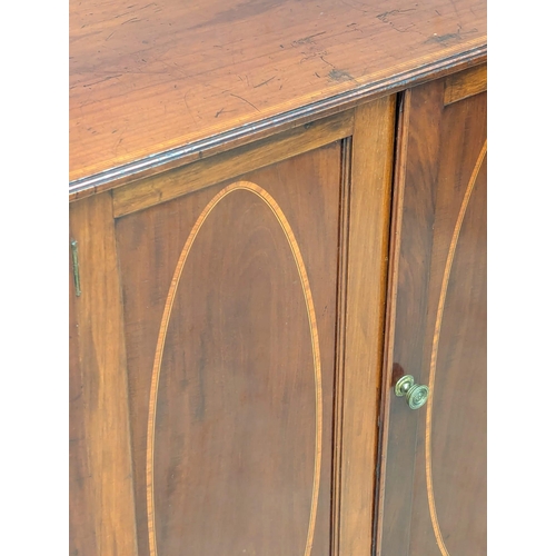 280 - A Late 19th Century Sheraton Revival inlaid mahogany 2 door side cabinet. 76x39x92cm (6)