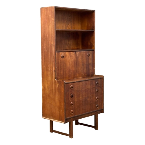 30 - A Mid Century teak secretaire side cabinet by Turnidge. 76x40.5x160.5cm. 3