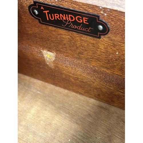 30 - A Mid Century teak secretaire side cabinet by Turnidge. 76x40.5x160.5cm. 3