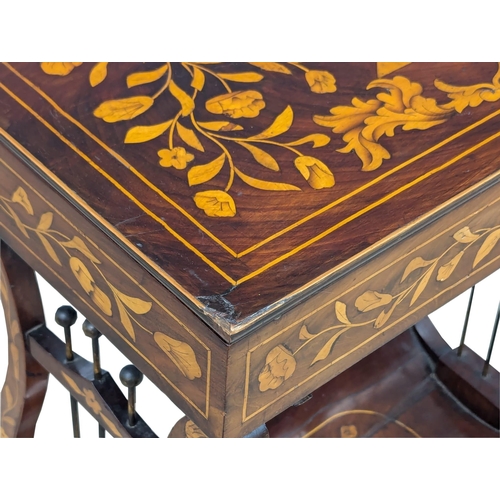 33 - A 19th Century Dutch marquetry inlaid mahogany work table with lyre shaped base. Circa 1840-1860. 49... 