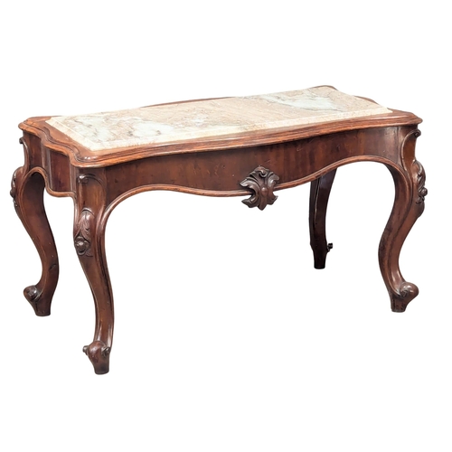 333 - A Mid 19th Century Victorian mahogany centre table on Cabriole legs with inset granite panel. Circa ... 