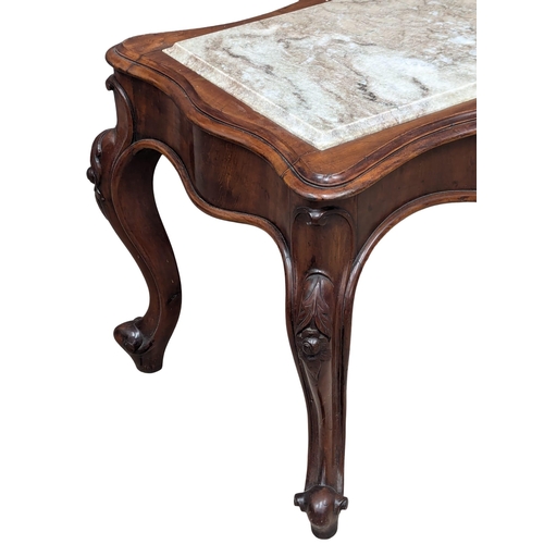 333 - A Mid 19th Century Victorian mahogany centre table on Cabriole legs with inset granite panel. Circa ... 