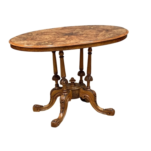 390 - A Victorian inlaid burr walnut pedestal table. Circa 1870. 104x58x68cm. 9