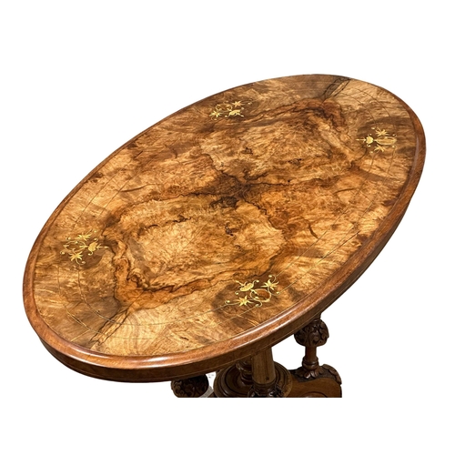 390 - A Victorian inlaid burr walnut pedestal table. Circa 1870. 104x58x68cm. 9