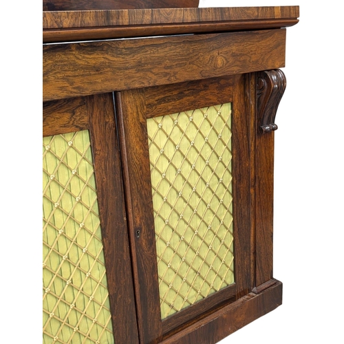 410 - A Late George IV rosewood chiffonier with brass mesh doors and drawer. Circa 1820-1830. 112x44x108.5... 