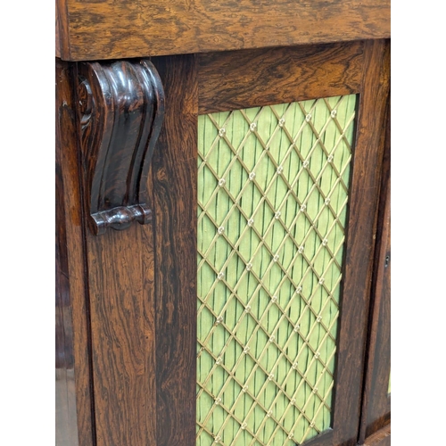 410 - A Late George IV rosewood chiffonier with brass mesh doors and drawer. Circa 1820-1830. 112x44x108.5... 