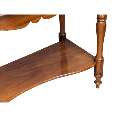 420 - A 19th Century Victorian mahogany side table with gallery back on turned legs. 103x48x95.5cm (8)