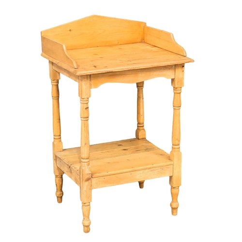 440 - A Late 19th Century Victorian pine gallery back side table / wash stand. 54x46x89cm (9)