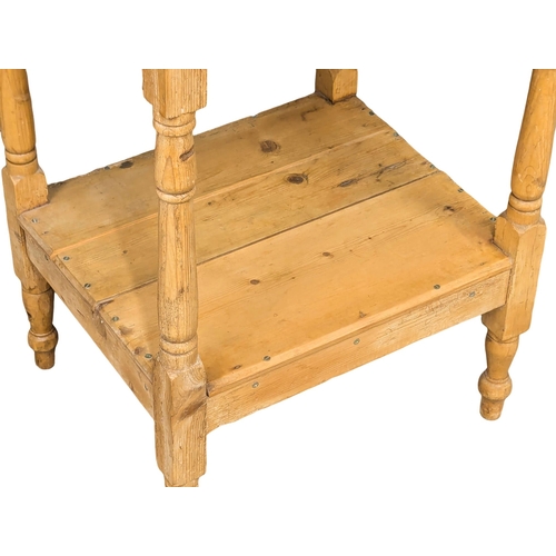 440 - A Late 19th Century Victorian pine gallery back side table / wash stand. 54x46x89cm (9)