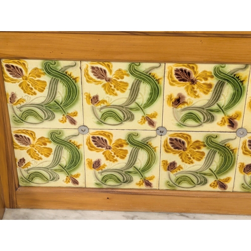 504 - A Late 19th Century Victorian satin walnut marble top washstand with Art Nouveau tiles. Circa 1880/1... 