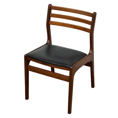 505 - A set of 6 good quality Mid Century Burmese teak dining chairs with black vinyl seats. 2