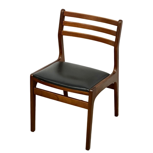 505 - A set of 6 good quality Mid Century Burmese teak dining chairs with black vinyl seats. 2