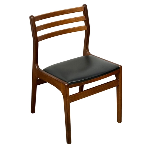 505 - A set of 6 good quality Mid Century Burmese teak dining chairs with black vinyl seats. 2