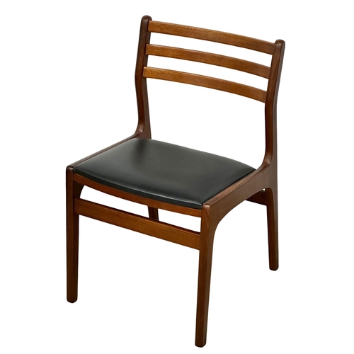 505 - A set of 6 good quality Mid Century Burmese teak dining chairs with black vinyl seats. 2