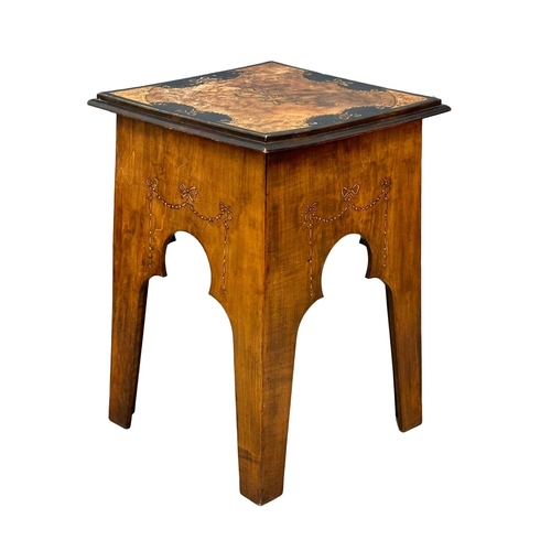 526 - A large Early 20th Century stencil inlaid plantstand. Circa 1900-1910. 51.5x73.5cm. (1)