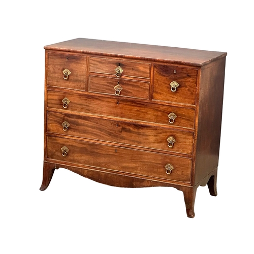 540 - An Early 19th Century Regency mahogany, oak lined chest of drawers, on splayed bracket feet. Circa 1... 