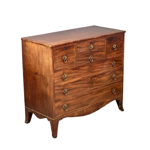 540 - An Early 19th Century Regency mahogany, oak lined chest of drawers, on splayed bracket feet. Circa 1... 