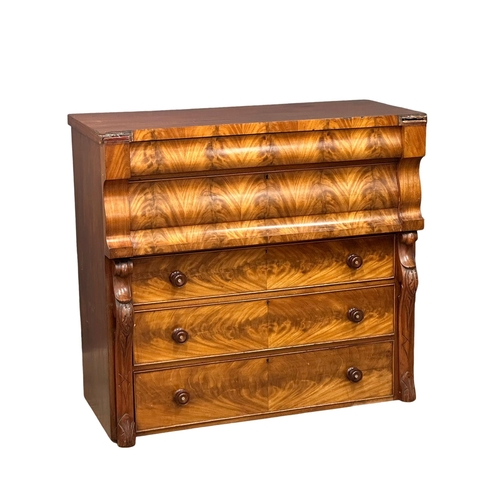 551 - A 19th Century Victorian mahogany chest of drawers. Scotch chest style. With Ogee front. 122x53x113.... 