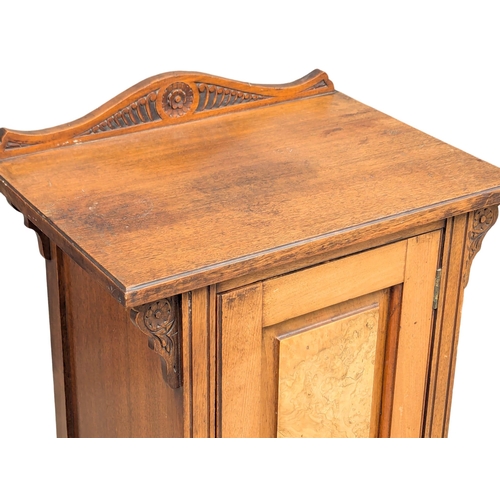 584 - A Late 19th Century Victorian Burr Walnut and Walnut bedside cabinet. 51x37x93cm (1)