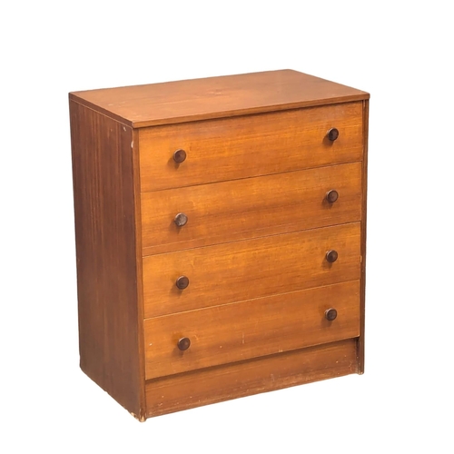 594 - A Mid Century teak chest of drawers. 68x42.5x79cm. 11