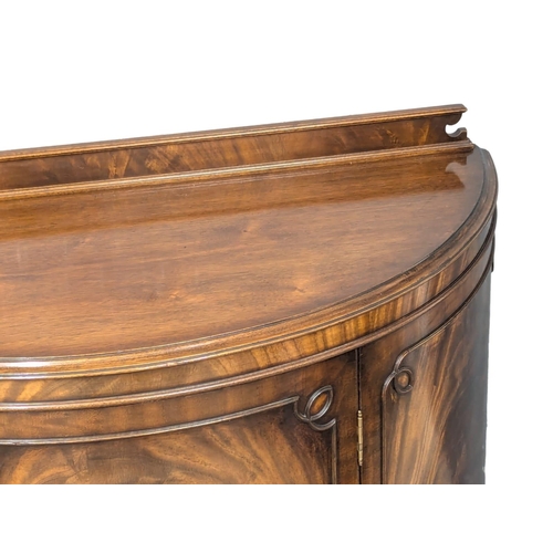 655 - A Georgian style mahogany demi lune side cabinet on Ball & Claw feet. 110x49x106.5cm. 3