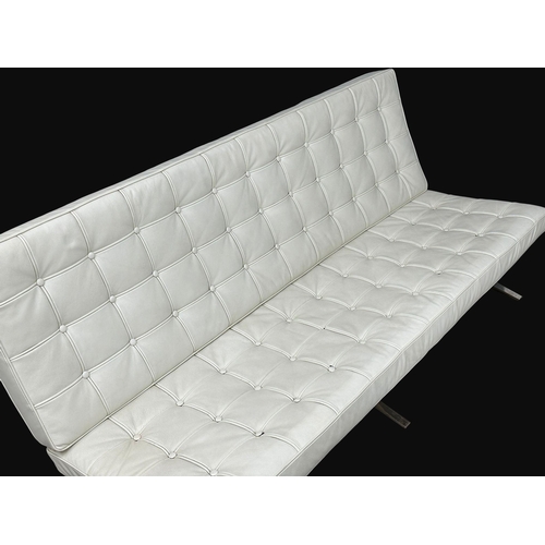 93 - A Barcelona style leather and chrome 3 seater sofa. 181cm. 5