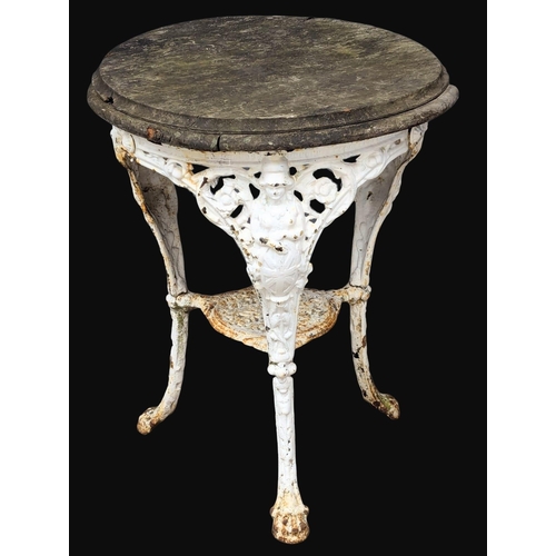 931 - A 19th Century Victorian cast iron garden table. 62x79cm. 1