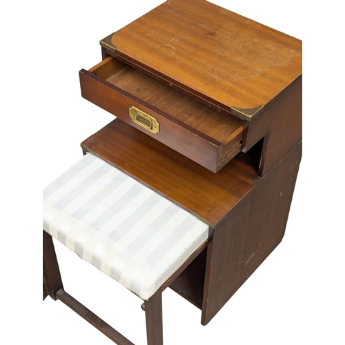 946 - A campaign style Chippy telephone table. 43.5x45x71cm (5)