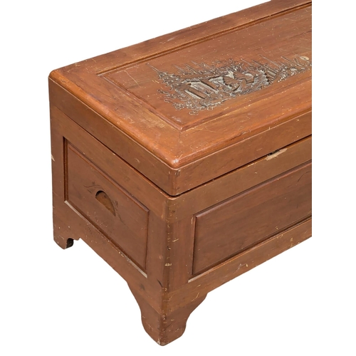 947 - A Chinese camphorwood trunk. 93x46x50cm