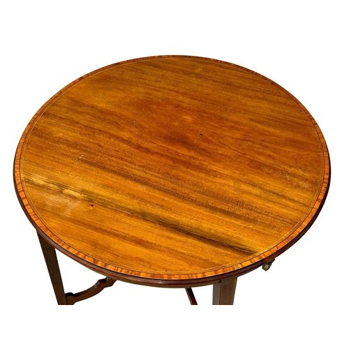 968 - A Sheraton Revival inlaid mahogany window table/centre table. Edward VII. Edwardian. Circa 1901-1910... 