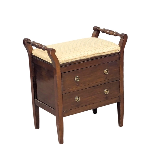 969 - An Early 20th Century piano stool with 2 drawers. 9