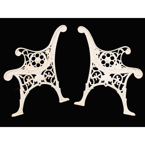 973 - A pair of cast iron garden bench ends.