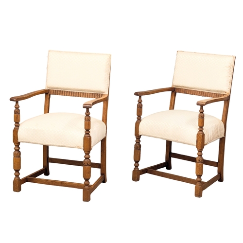 200 - A pair of early 20th century oak framed armchairs (5)