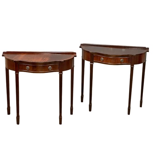 563 - A pair of Regency style mahogany console side tables. 82x36.5x75.5cm (2)