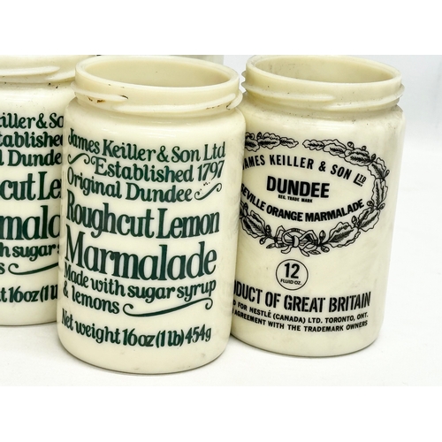 296 - 7 James Keiller & Son LTD glass jars. 12cm.