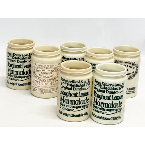 296 - 7 James Keiller & Son LTD glass jars. 12cm.