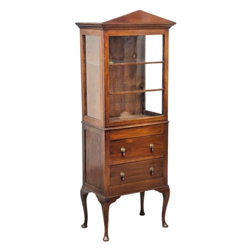 641 - An Early 20th Century mahogany display cabinet with 2 drawers. 60x36x158cm. 5