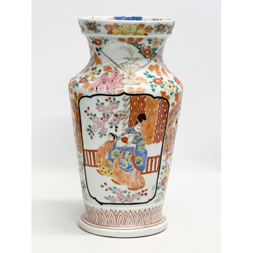 132 - An Early/Mid 20th Century Japanese hand painted vase. With wildflower, immortals and flying crane de... 