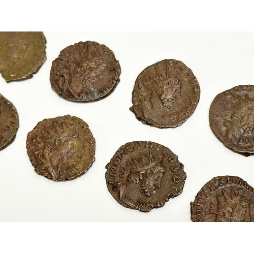 62 - Roman Blackmoor Hoard coins. Tetricus I & II. 9 Roman Coins. 271-274 AD.