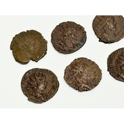 62 - Roman Blackmoor Hoard coins. Tetricus I & II. 9 Roman Coins. 271-274 AD.