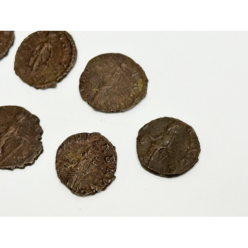 62 - Roman Blackmoor Hoard coins. Tetricus I & II. 9 Roman Coins. 271-274 AD.