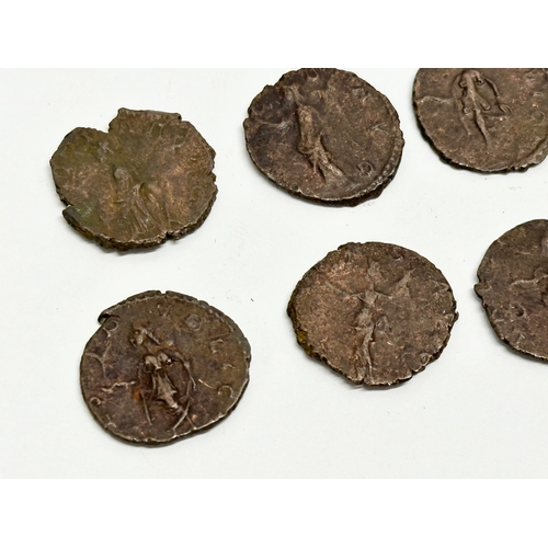 62 - Roman Blackmoor Hoard coins. Tetricus I & II. 9 Roman Coins. 271-274 AD.