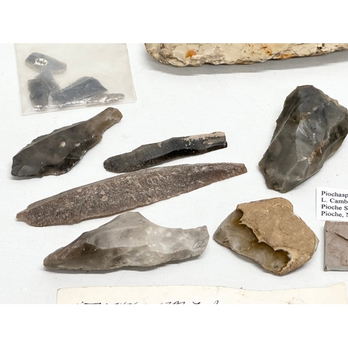 64 - Mesolithic and Neolithic flint (15000-2000BC)  hand chisels and scrapers. Including a Neolithic arro... 