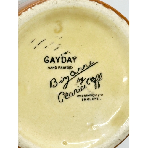 158 - Clarice Cliff. A 1930’s “Gayday” jam pot with spoon. Designed by Clarice Cliff for Wilkinson LTD. Bi... 